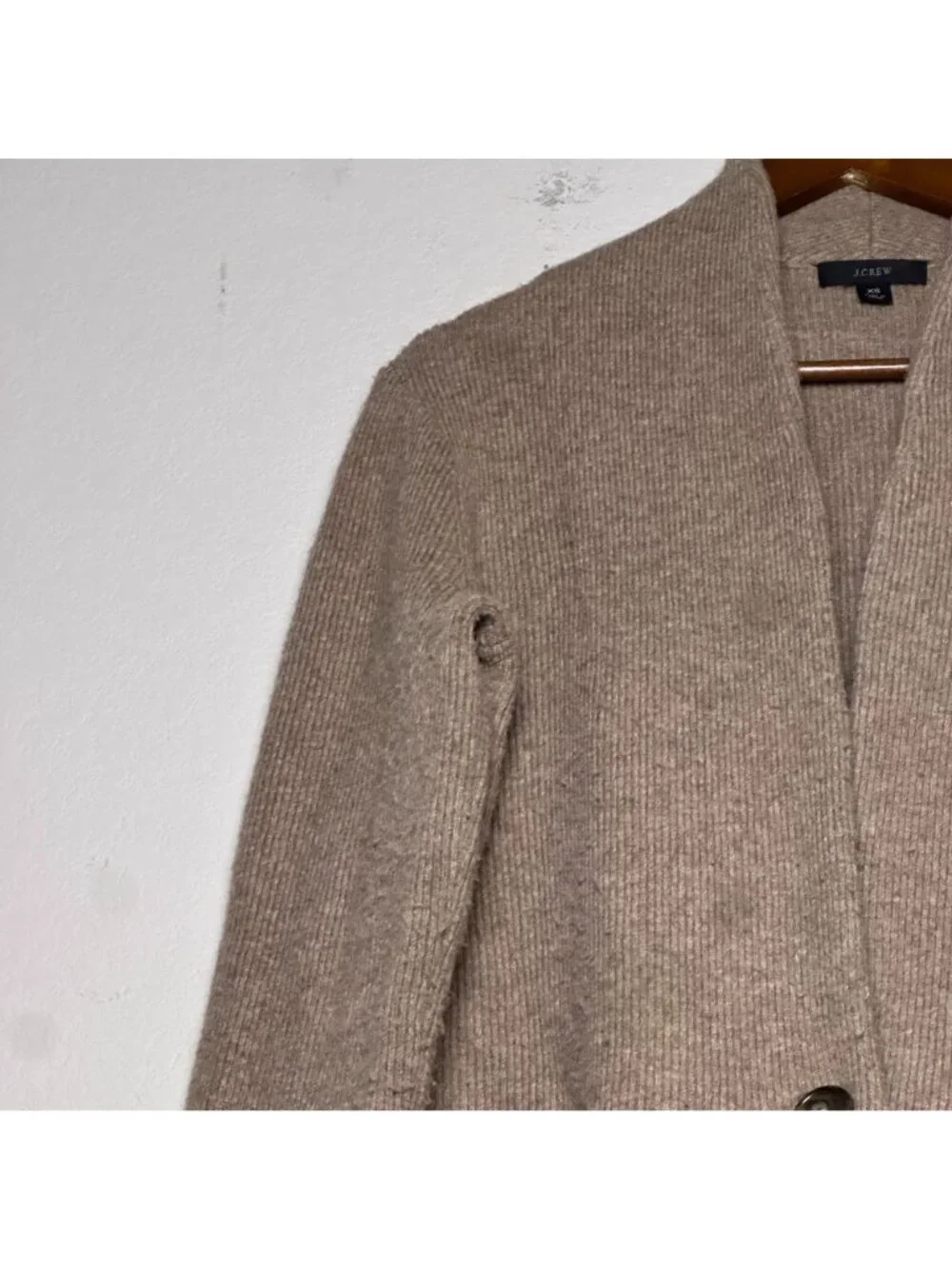 J.Crew Merino Coat Cardigan Women XS Outerwear Brown Warm Cocoon Knit Wool Blend - Picture 4 of 10